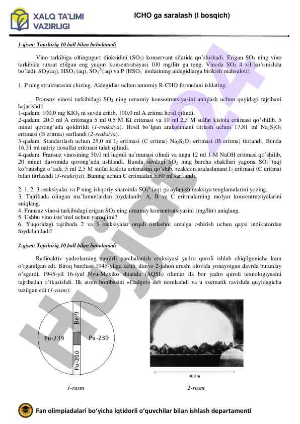 Vino tarkibida so2 konsentratsiyasini aniqlash