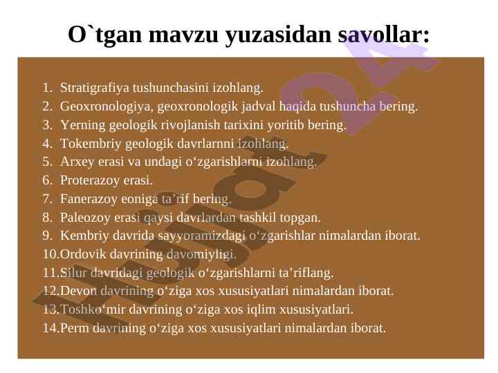 Mezazoy erasi va geologik davrlar tushunchalari
