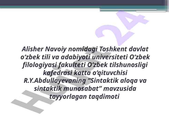 Sintaktik aloqa va sintaktik munosabat taqdimoti