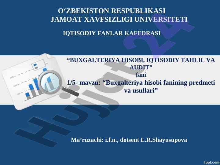 Buxgalteriya hisobi bilan bog‘liq o‘quv mavzusi