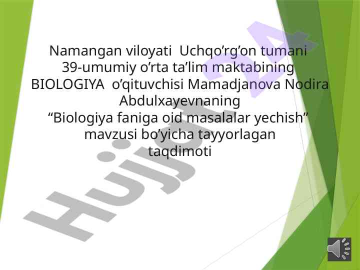 Biologiya faniga oid masalalar yechish taqdimoti