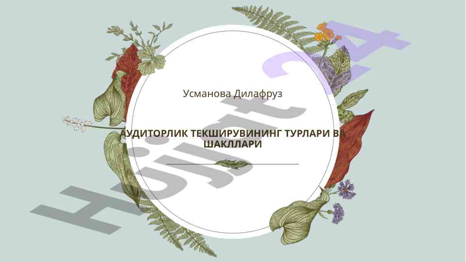 Auditorlik tekshiruvining turlari va shakllari