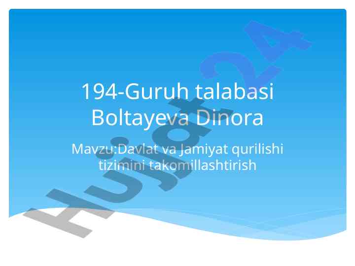 Davlat va jamiyat qurilishi tizimini takomillashtirish