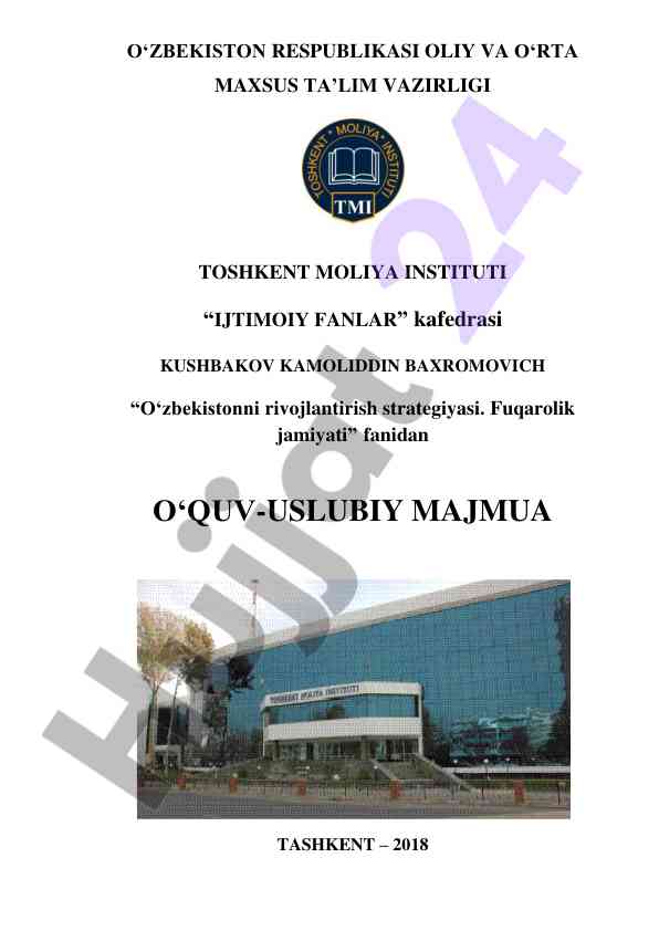 O‘zbekistonni rivojlantirish strategiyasi fanidan o‘quv qo‘llanma