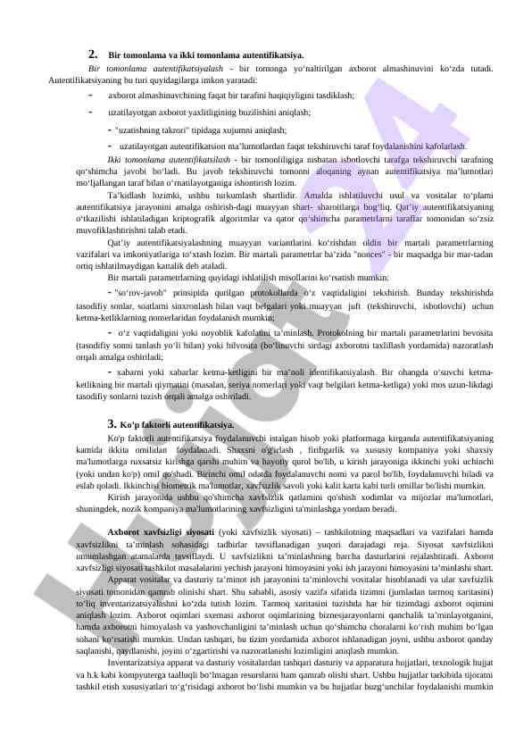 Tomonlama autentifikatsiya va uning turlari