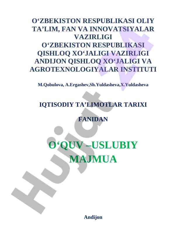 Iqtisodiy ta’limotlar tarixi o‘quv-uslubiy majmua