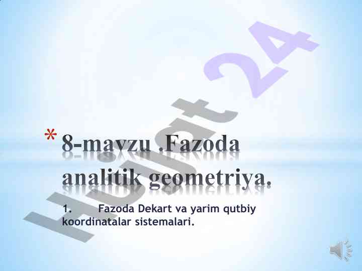 Fazoda dekart va qutbiy koordinatalar