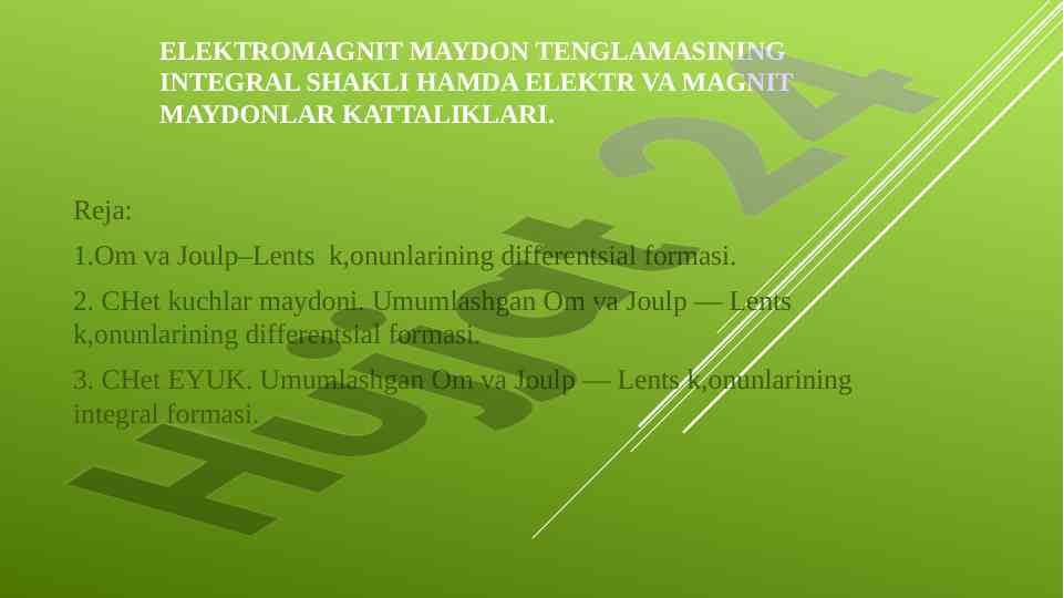 Elektromagnit maydon tenglamalari va tajribalar