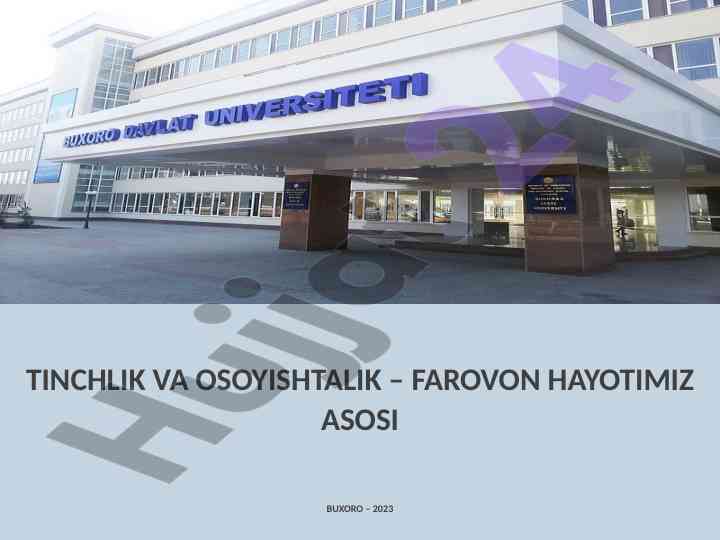 Tinchlik va osoyishtalik asosiy goyalari