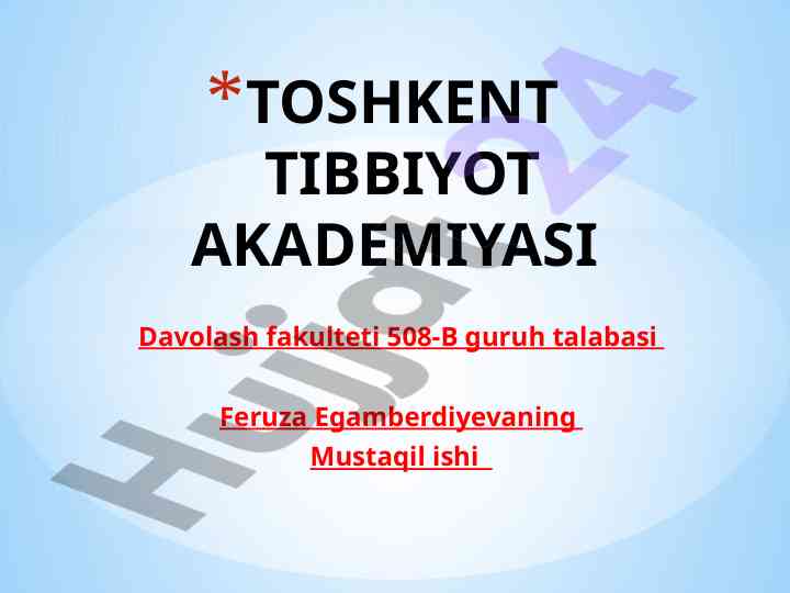 Ku isitmali kasalliklar bilan bogʻliq mustaqil ish