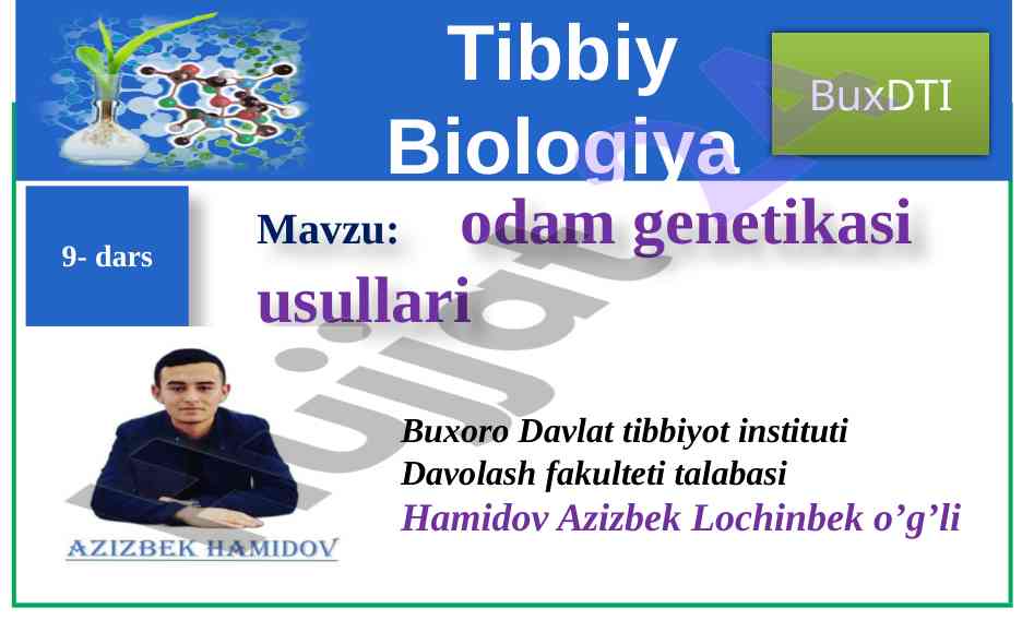 Odam genetikasi usullari dars rejasi