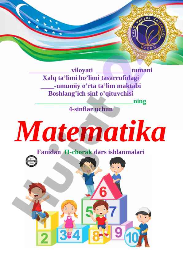 Matematika fanidan ii-chorak dars ishlanmalari