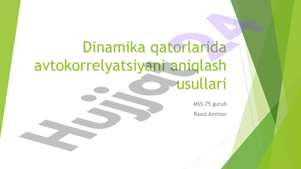 Avtokorrelyatsiyani aniqlash usullari dinamik qatorlarda