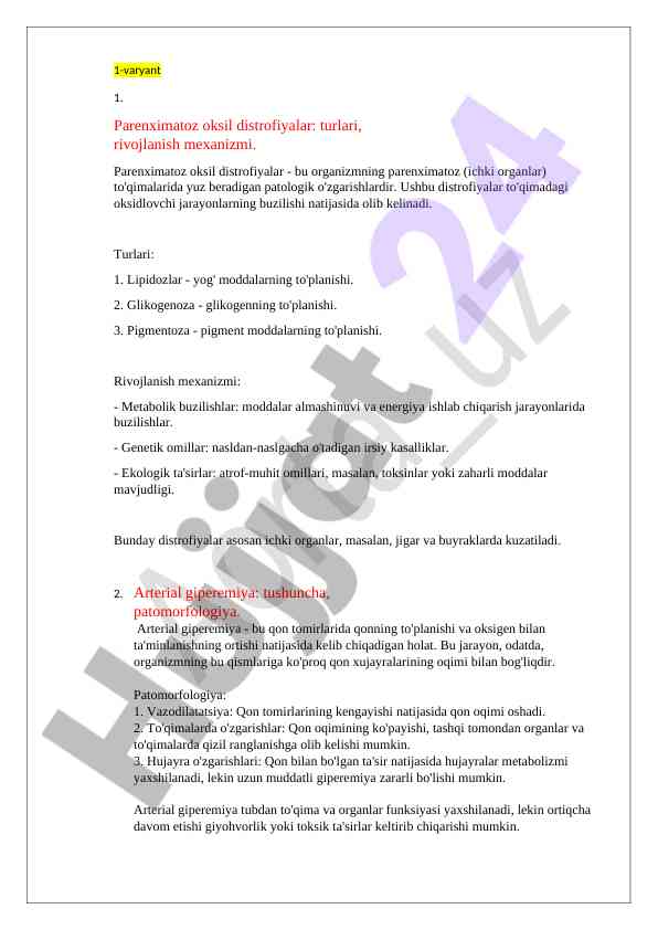 Parenximatoz oksil distrofiyalar rivojlanishi va turlari
