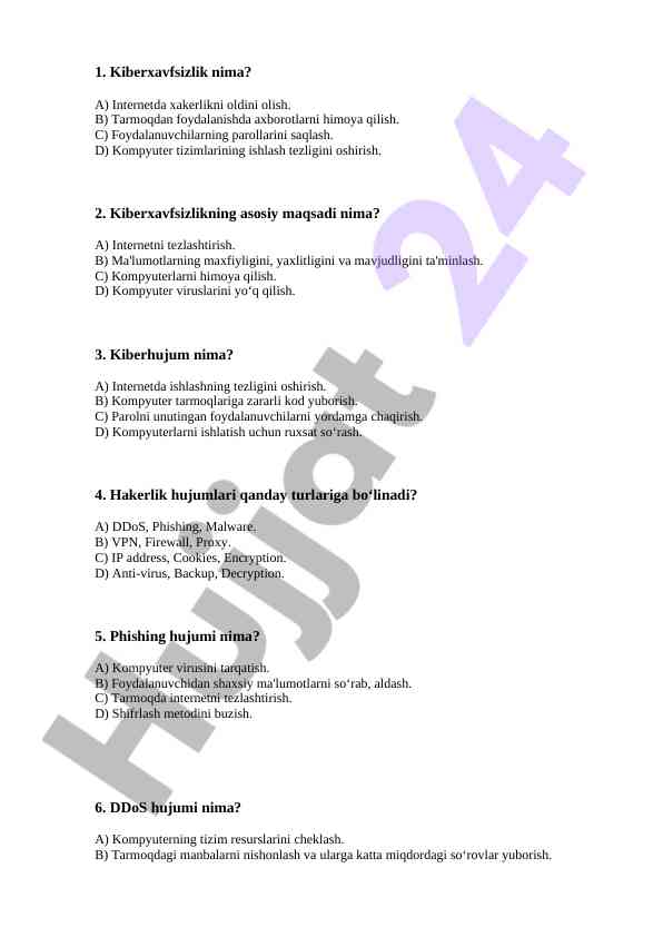 Kiberxavfsizlik testlari