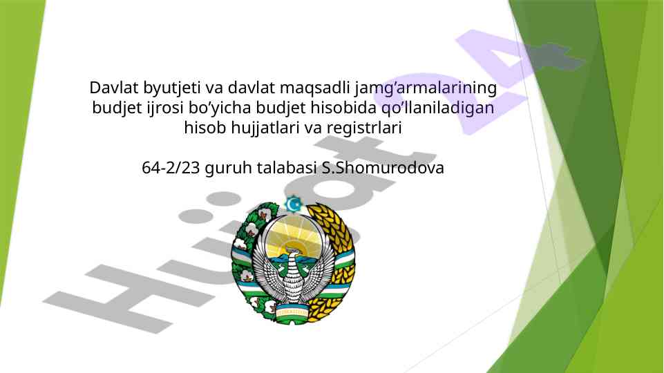 Davlat byudjeti va maqsadli jamg'armalar hisob hujjatlari