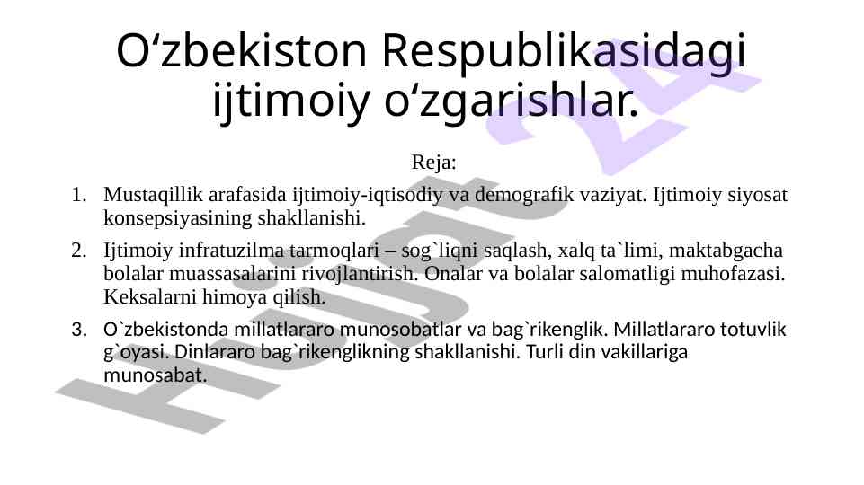 O'zbekistonda ijtimoiy o'zgarishlar: analiz va tahlil