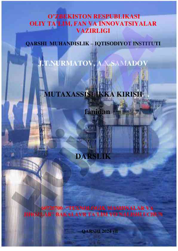 Texnologik mashinalar va jihozlar darsligi
