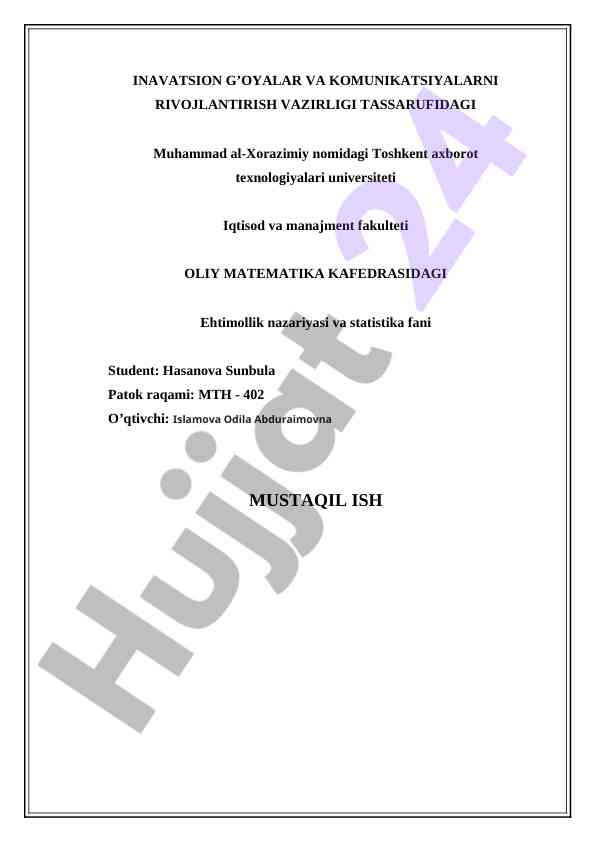 Talab funksiyasini qurish va tahlil