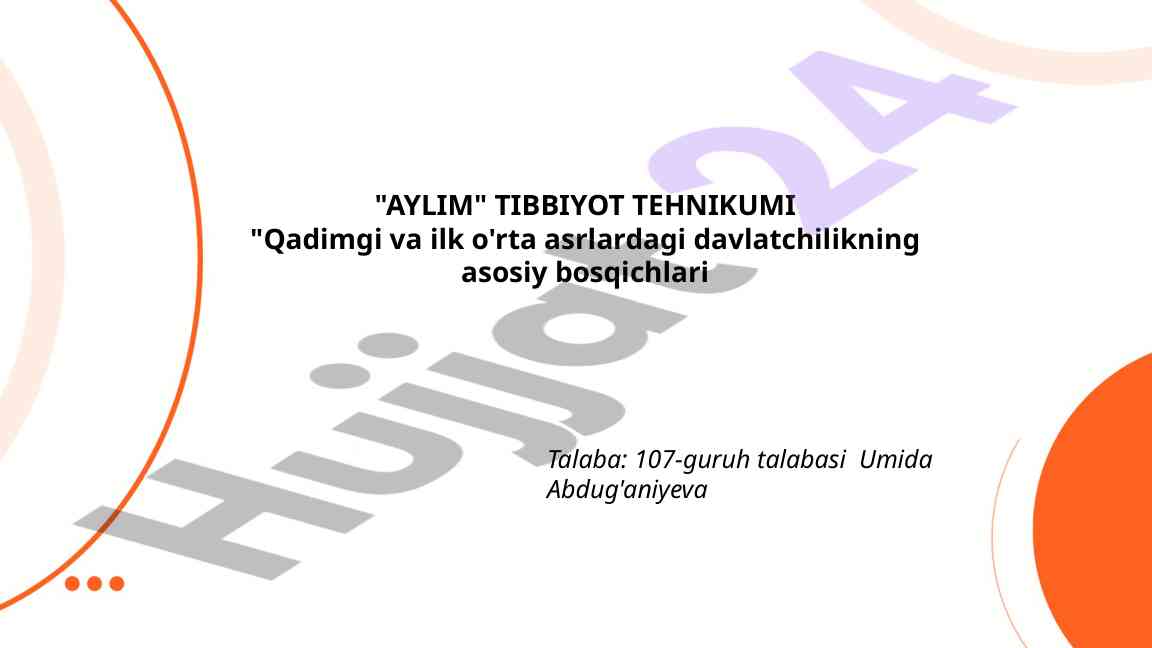 Qadimgi Va Ilk O'rta Asrlardagi Davlatchilik