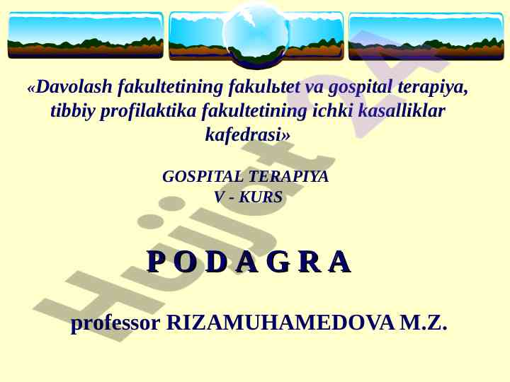 Hospital terapiya va podagra asoslari