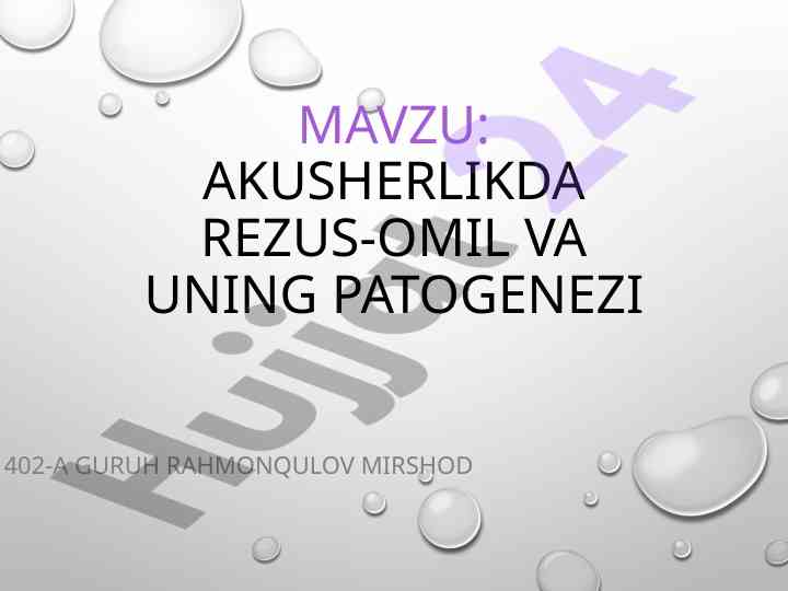 Akusherlikda rezus-omil va uning patogenezi