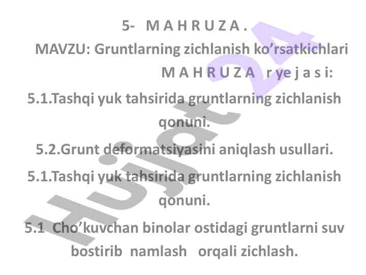 Gruntlarning zichlanish ko'rsatkichlari tahlili