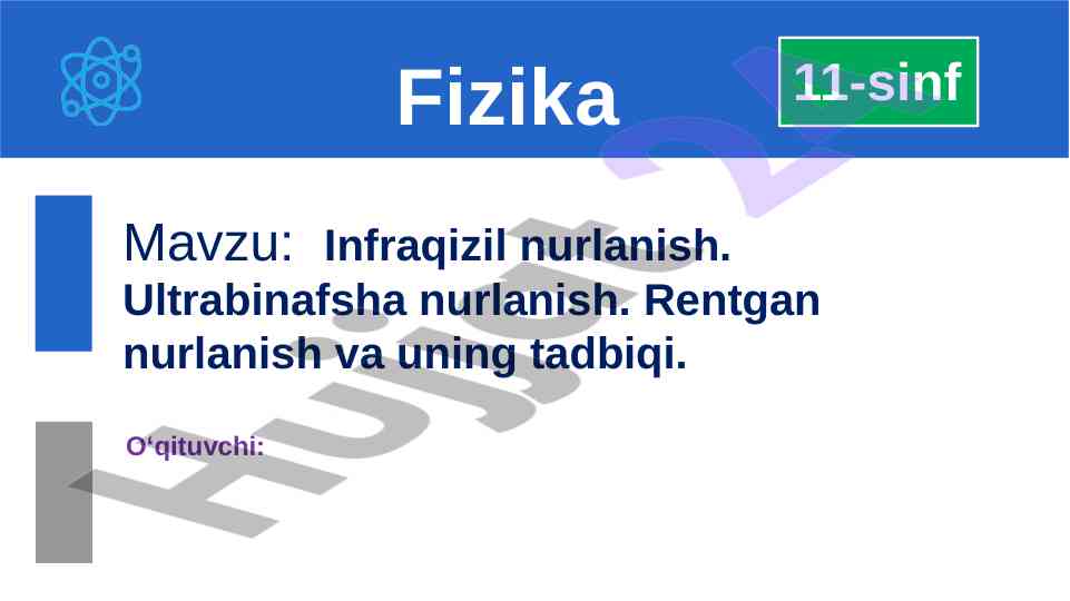 Nurlanish turlari va ularga tegishli testlar