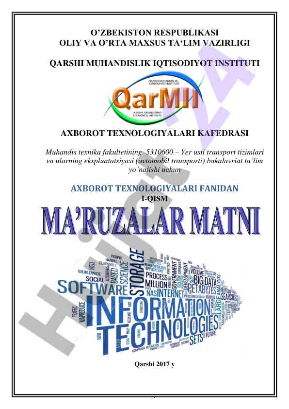Axborot texnologiyalari fanidan ma'ruzalar matni