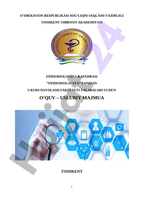 Epidemiologiya fani bo‘yicha o‘quv-uslubiy majmua