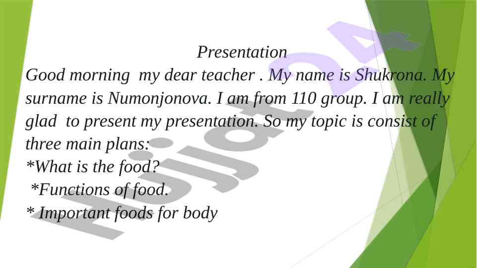 Food functions and importance for the human body