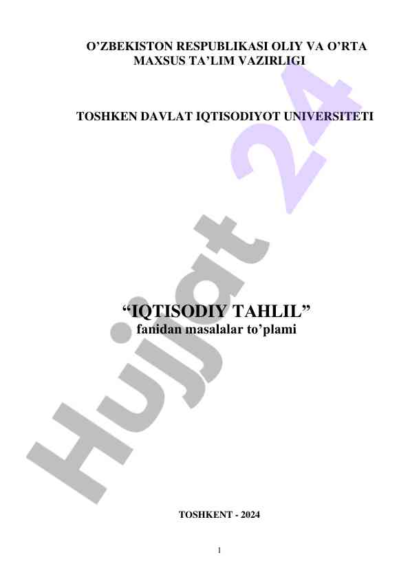 Iqtisodiy tahlil masalalari to‘plami