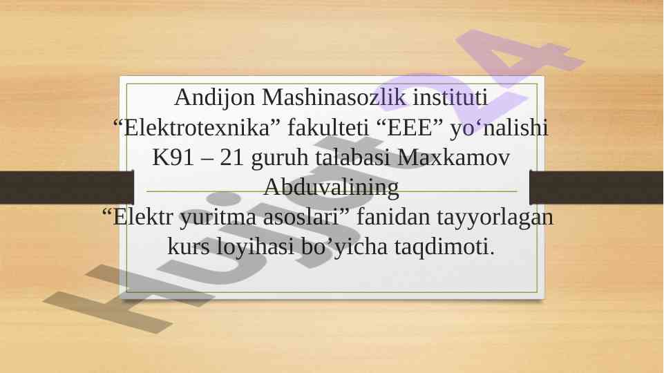 Parallel qo'zg'atishli dvigatelni loyihalash