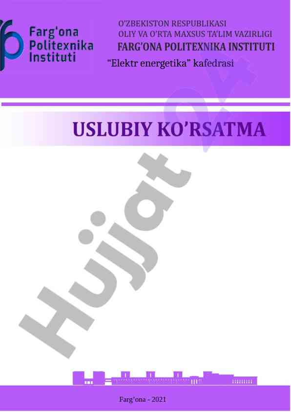 Elektr energetikasi laboratoriya mashgʻulotlari uslubi