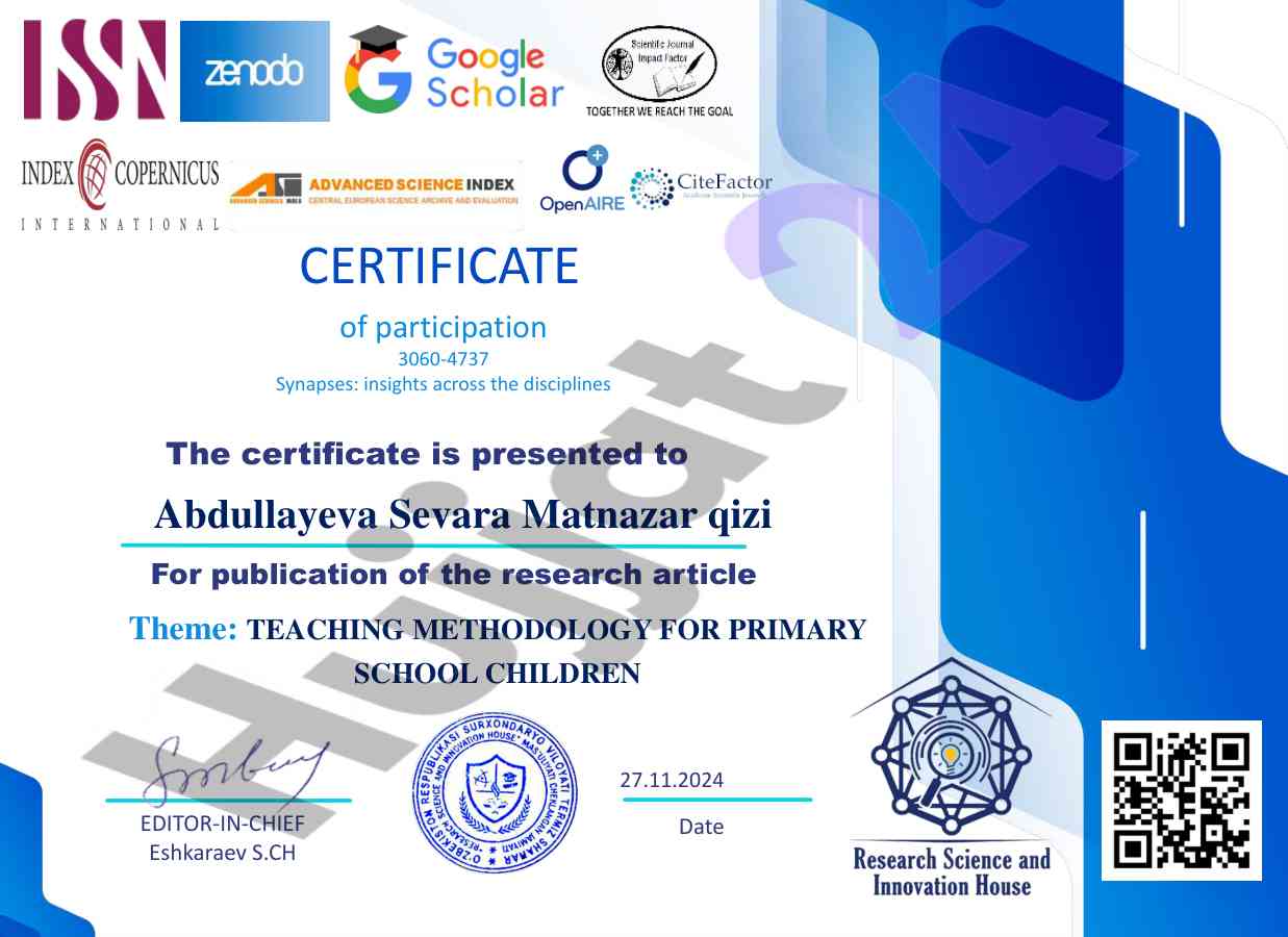 Teaching methodology for primary school children