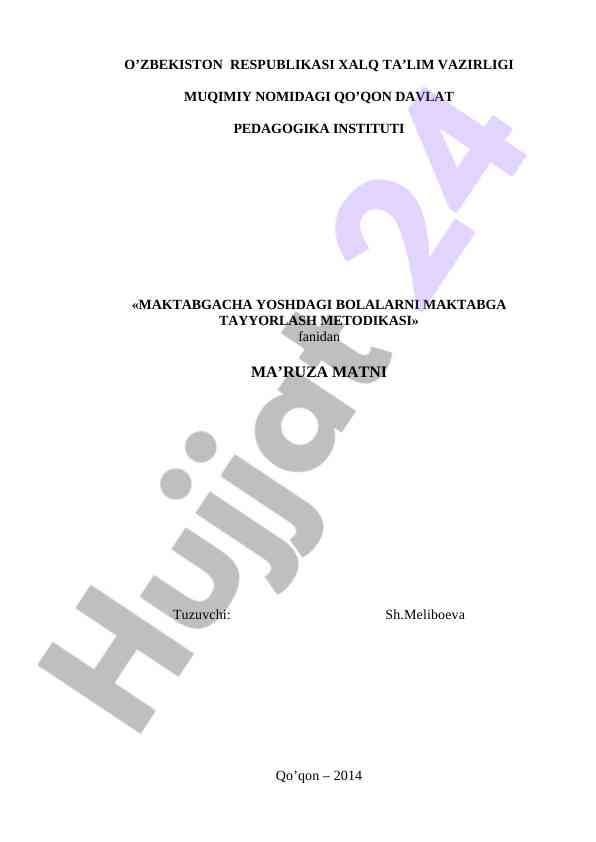 Maktabgacha yoshlarda bolalarni maktabga tayyorlash