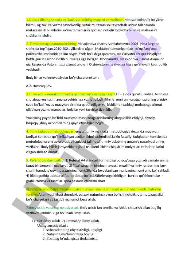 O’zbek tilining qo’llanilishi va maqsadlari