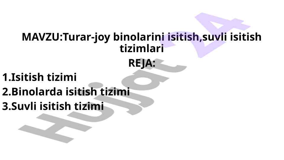 Turar-joy binolarini isitish tizimlari tahlili