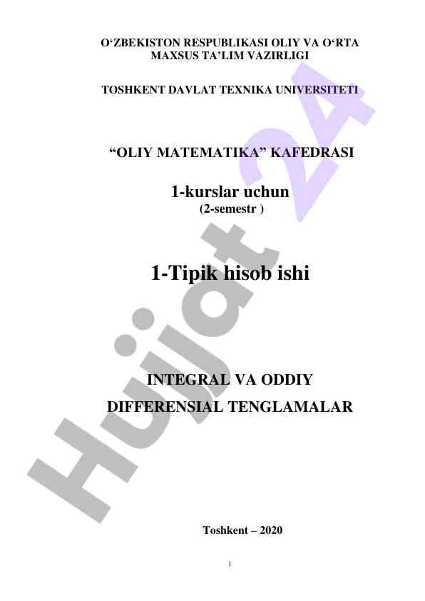 Integral va oddiy differensial tenglamalar hisobi