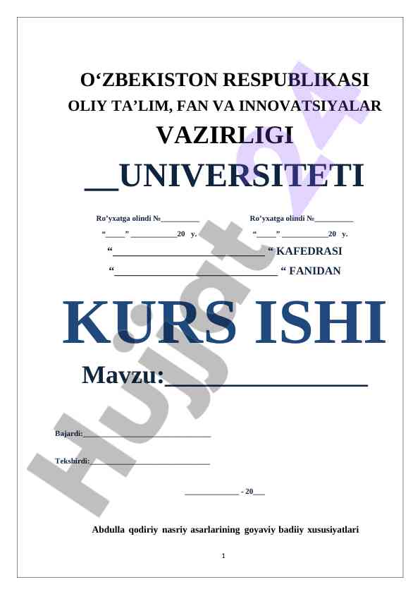 Abdulla Qodiriy Nasriy Asarlarining Goyaviy Badiiy Xususiyatlari