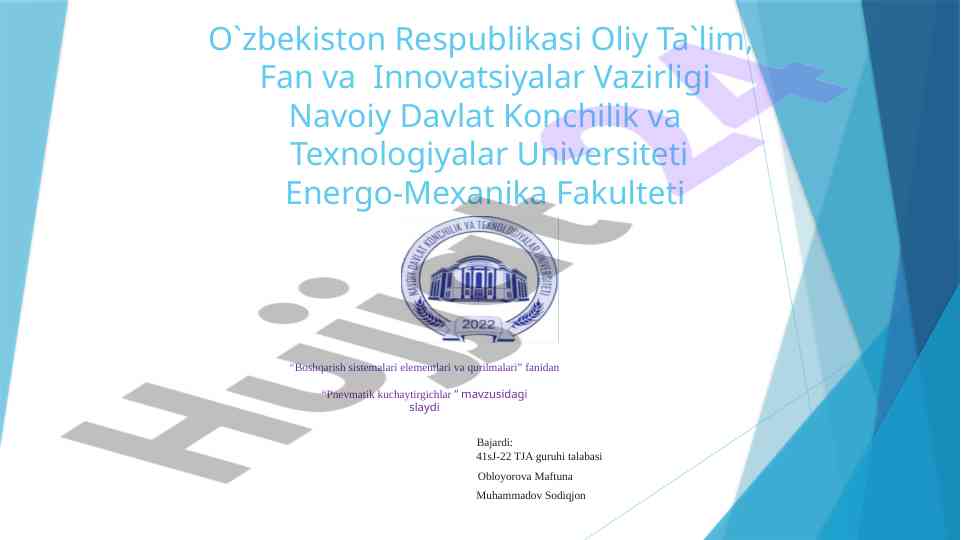 Pnevmatik kuchaytirgichlar taqdimoti