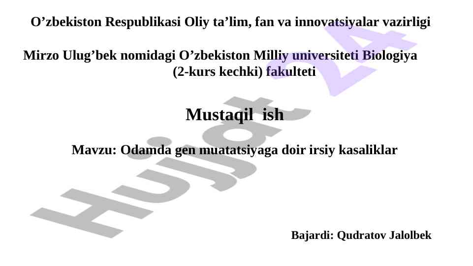 Odamda gen mutatsiyaga doir irsiy kasaliklar