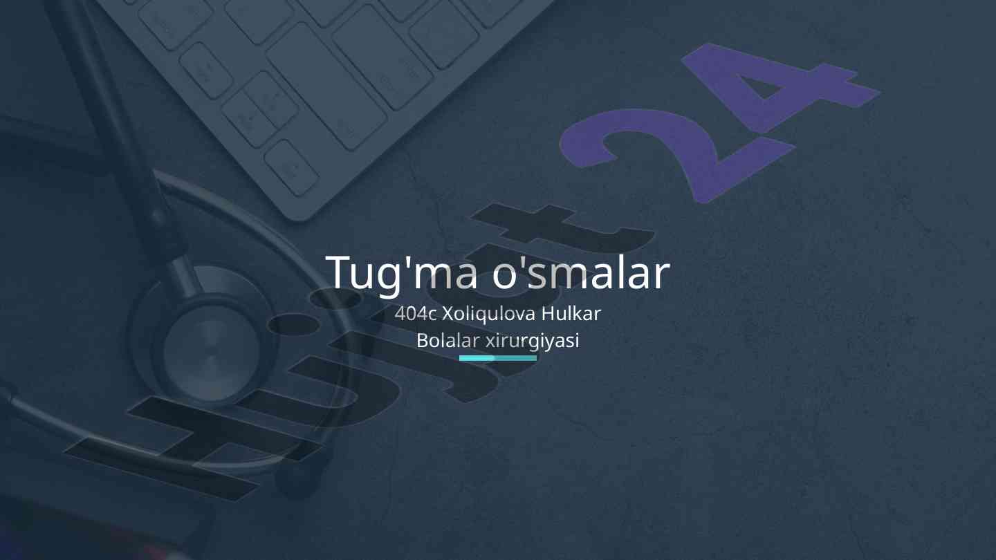 Bolalar xirurgiyasi va tug'ma o'smalar tahlili