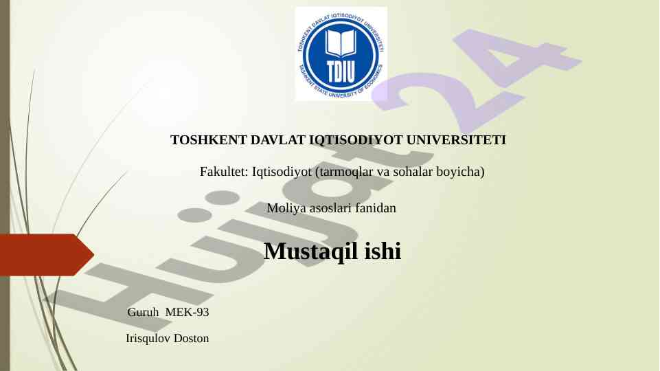 Byudjet tizimi va uning boshqarish asoslari