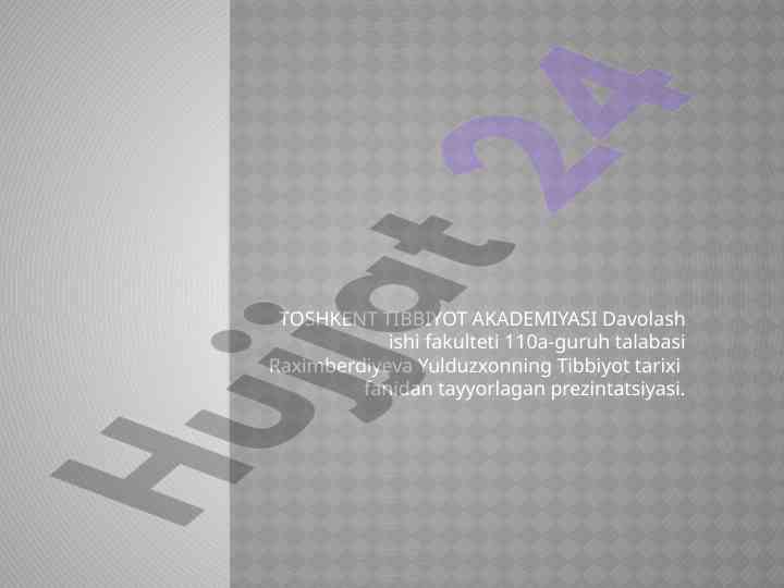 O‘zbekiston tibbiyot rivojlanishi tarixi