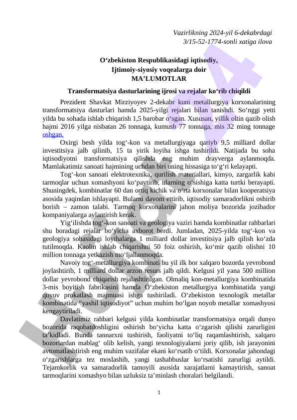 Transformatsiya dasturlari ijrosi va rejalar jabhasi