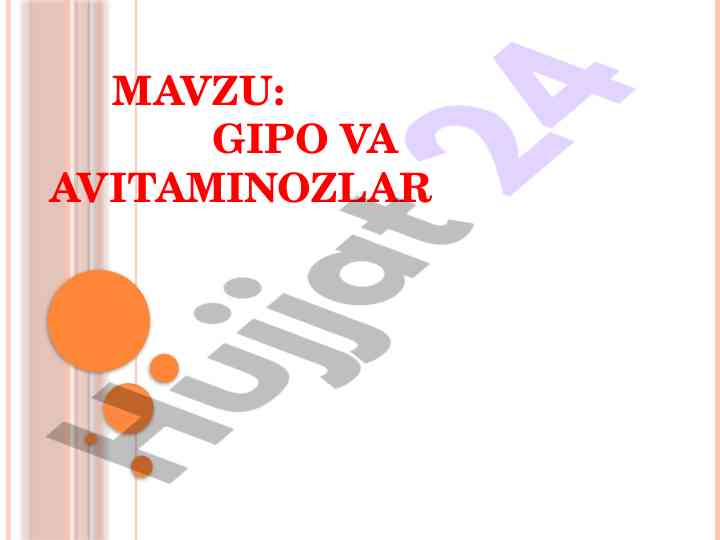 Gipo va avitaminozlar tahlili