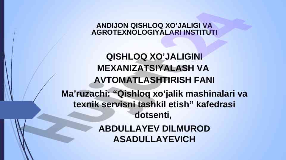 Qishloq xo'jaligida sug'orish texnologiyalari