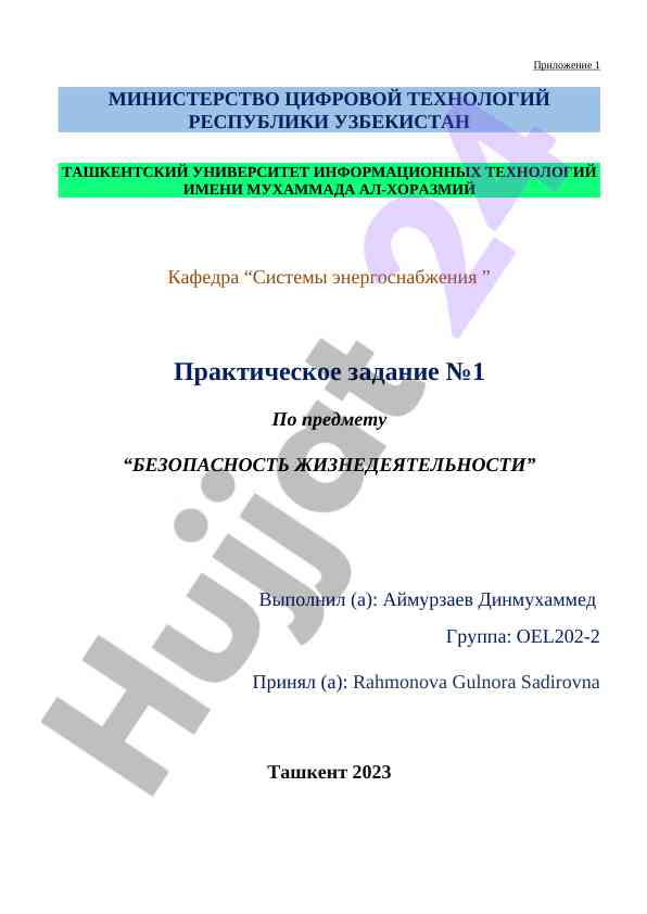 Практическое задание по безопасности жизнедеятельности