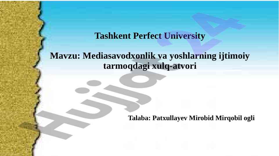 Mediasavodxonlik Va Yoshlarning Ijtimoiy Tarmoqdagi Xulq